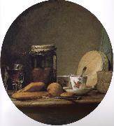 Jean Baptiste Simeon Chardin Equipped with a jar of apricot glass knife still life, etc. Germany oil painting reproduction